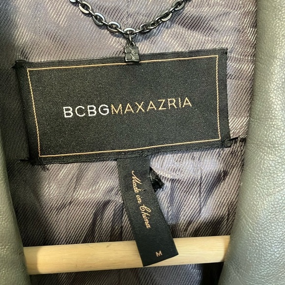 BCBGMAXAZRIA Gray Cropped Leather Jacket - Picture 2 of 5